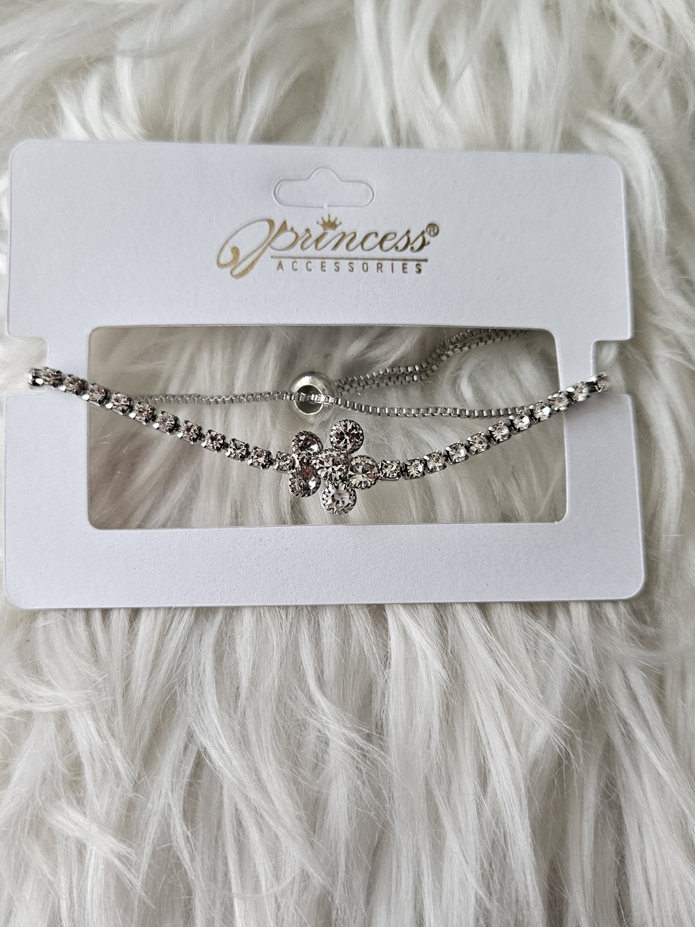 Othr Silver Rhinestone Flower Bracelet